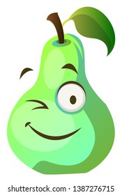 Pear monster winks illustration vector on white background