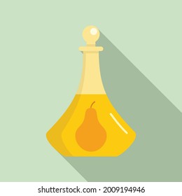 Pear oil icon flat vector. Cosmetic ingredient. Raw fresh fruit