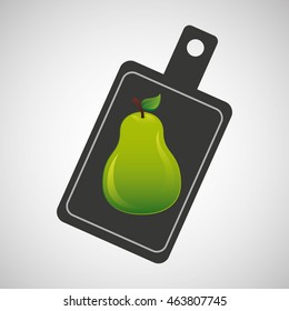 pear on cup, fresh fruit icon, vector illustration