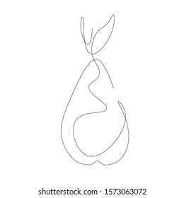 Pear on white background one line drawing, vector illustration	
