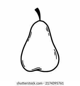Pear on white background. Vector doodle illustration. Sketch.