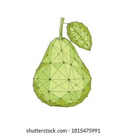 Birne auf weißem Hintergrund.Polygonale Früchte. Gesunder Lifestyle.Vektorgrafik.