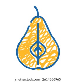 pear one cut doodle icon sketch vector. pear one cut sign. isolated symbol illustration
