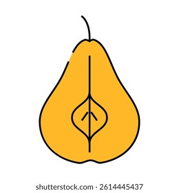 pear one cut line icon vector. pear one cut sign. isolated symbol illustration