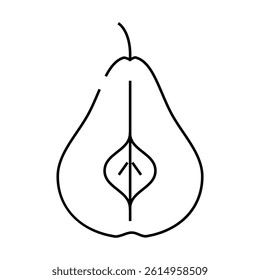 pear one cut line icon vector. pear one cut sign. isolated contour symbol black illustration