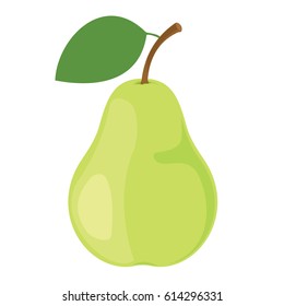 Pear. One green pear fruit. Vector illustration.