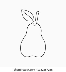Pear - one line drawing. Continuous line fruit. Hand-drawn minimalist illustration, vector.