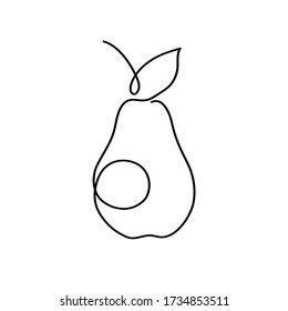 Pear - one line drawing. Continuous line fruit. Hand-drawn minimalist illustration, on a white background.