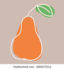 Pear - one line drawing Continuous fruit Hand-drawn minimalist simple flat vector illustration