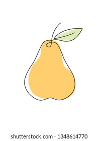 pear one line drawing icon. Abstract simple minimal style