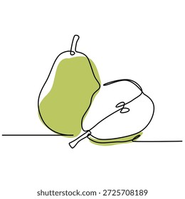Desenho de uma linha de pera. Ilustração de uma única linha de pera. Arte de linha minimalista de pera. Arte de vetor de pera