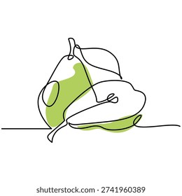 Pear one line drawing. Pear single line illustration. Pear minimalist line art. Pear vector art