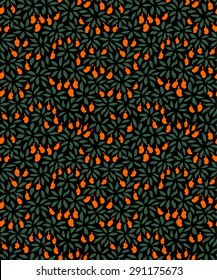 Pear orchard background seamless pattern, oriental ornament, vector