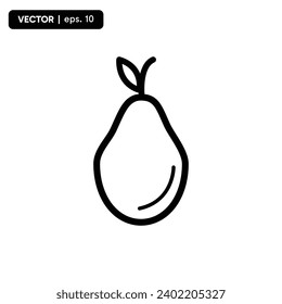 pear outline fruit icon, fresh fruit icon. vector eps 10