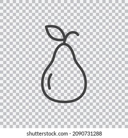 Pear outline icon. Vector isolated on transparent background.