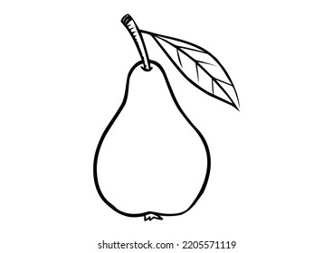 Pear Outline, Isolated On White