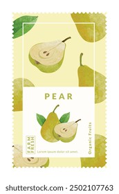 Pear packaging design templates, watercolour style vector illustration.