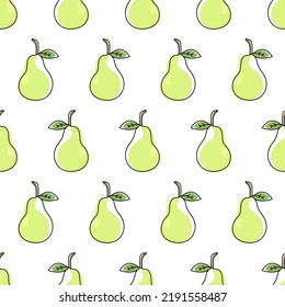 pear pattern. Drawn pears in line art style on a pattern for testicles, wallpapers, prints.