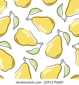 Pear pattern flat. Vector seamless pattern with pears.