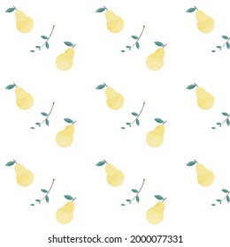 Pear pattern. On white background . Vector. Textiles for women's summer clothing. Dress, blouses, wallet, mobile case.