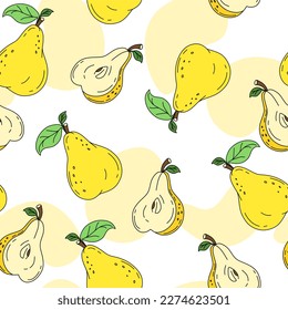 Pear Pattern seamless on white background Vector Illustration