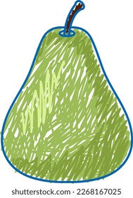 Pear pencil colour child scribble style illustration