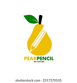 pear pencil vector logo template. This design use fruit and pen symbol. Suitable for food, writer, and study