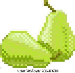 A pear pixel art 8 bit video game style fruit icon