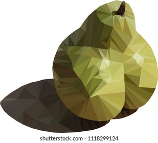 Pear in polygonal style. Vector illustration.