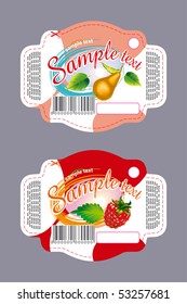 Pear and raspberry labels for food