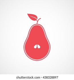 Pear Red Flat Icon On White Background