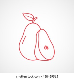 Pear Red Line Icon On White Background