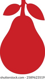 Pear Red Silhouette Vector Illustration – Fruit Outline for Design