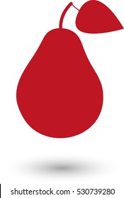 Pear - red vector  icon with shadow