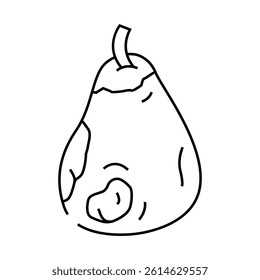 pear rotten food line icon vector. pear rotten food sign. isolated contour symbol black illustration