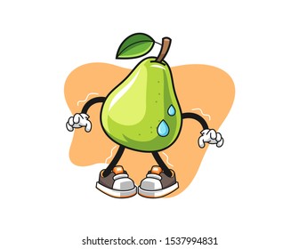 Pear scare cartoon. Mascot Character vector.