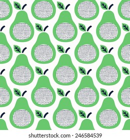 Pear seamless background. Vector illustration. 