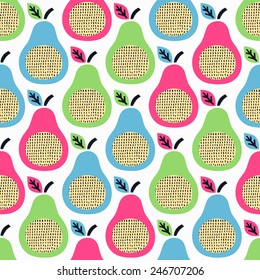 Pear seamless background. Vector illustration. 