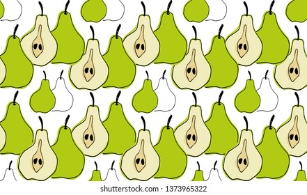 Pear seamless pattern background - Vector illustration
