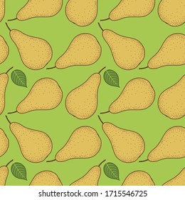 Pear seamless pattern. Flat style vector illustration.
