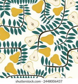 pear seamless pattern in flat vector