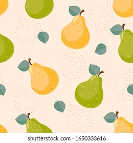 Pear seamless pattern. Fruit background. Beautiful vector print.