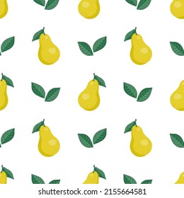 Pear seamless pattern. Fruit background.