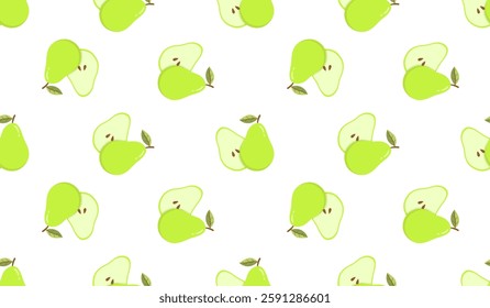 Pear seamless pattern. Fruit background. Beautiful vector print.