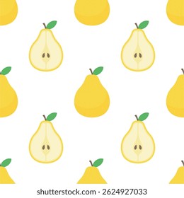 Pear seamless pattern. Fruit background. Beautiful vector print.