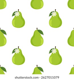 Pear seamless pattern. Fruit background. Beautiful vector print.