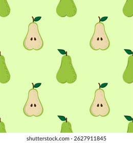 Pear seamless pattern. Fruit background. Beautiful vector print.