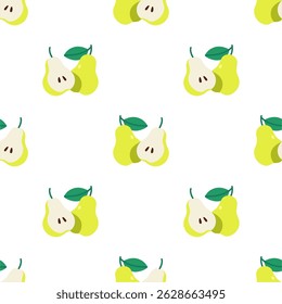 Pear seamless pattern. Fruit background. Beautiful vector print.