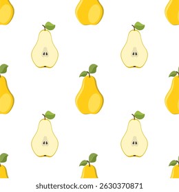 Pear seamless pattern. Fruit background. Beautiful vector print.