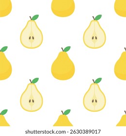 Pear seamless pattern. Fruit background. Beautiful vector print.